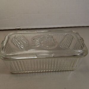 Vintage Glass Fancy Food Storage Container/Refrigerator Container Cottagecore